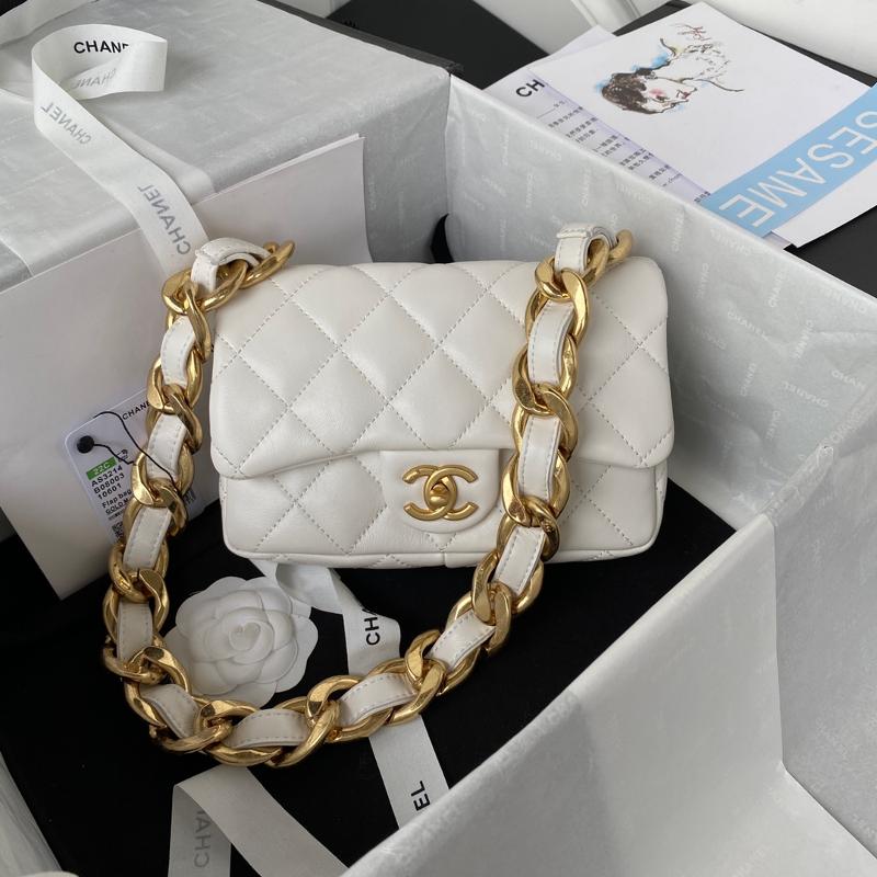 Chanel Handbags AS3214 Sheepskin White